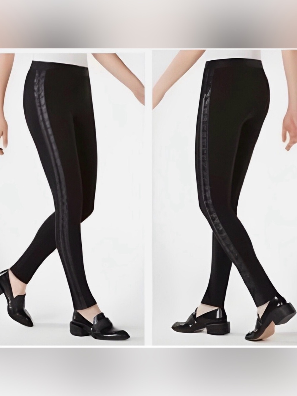 BCBGMaxazria Lace Up Faux Leather Black Leggings Size Medium